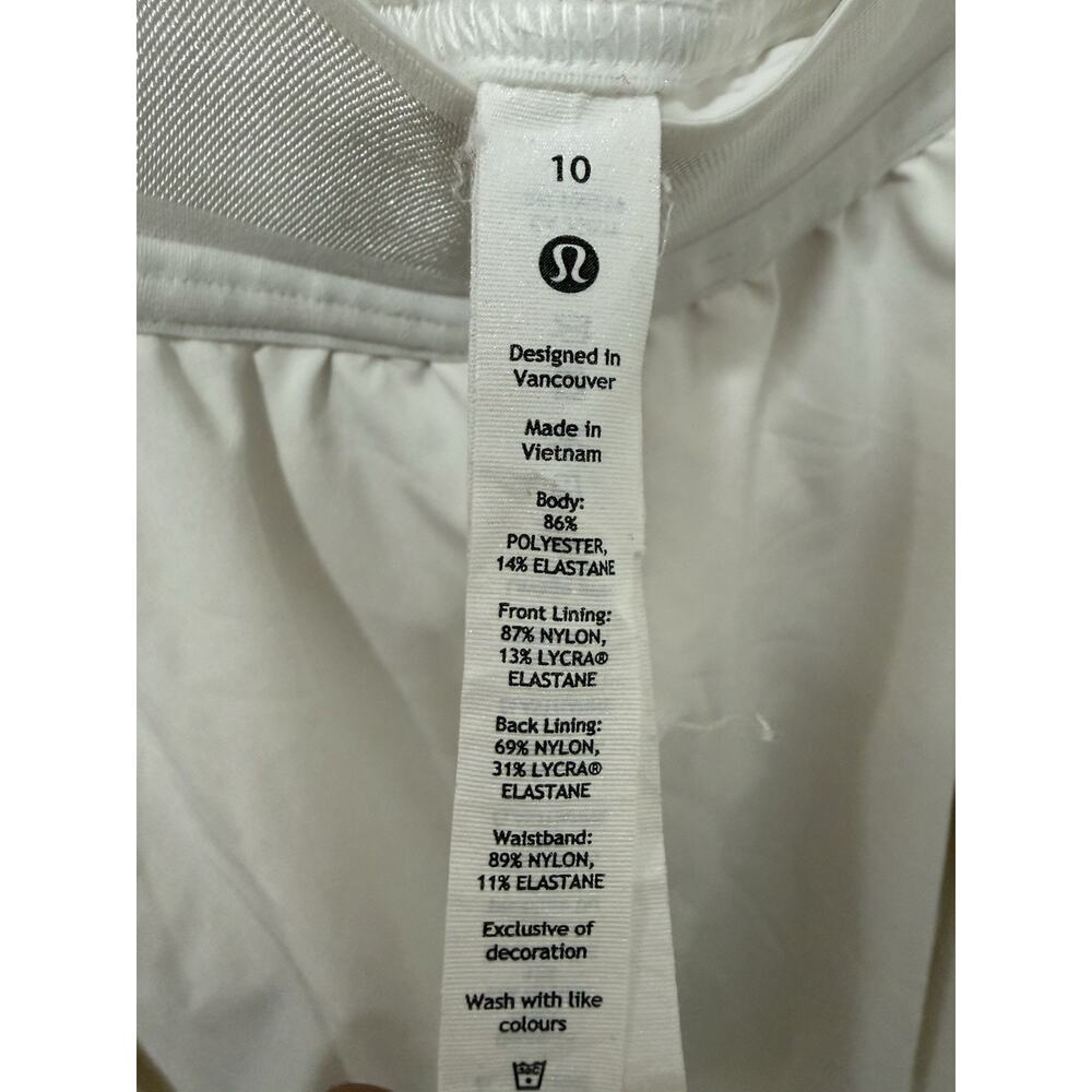 Lululemon Court Rival High-Rise Skirt Women’s Size 10 Tall White - Picture 4 of 8